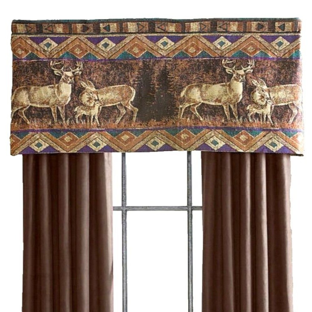 Croscill Deer Tailored Valance Chippewa Cabin Hunting Camp Lodge 54"W 22"L